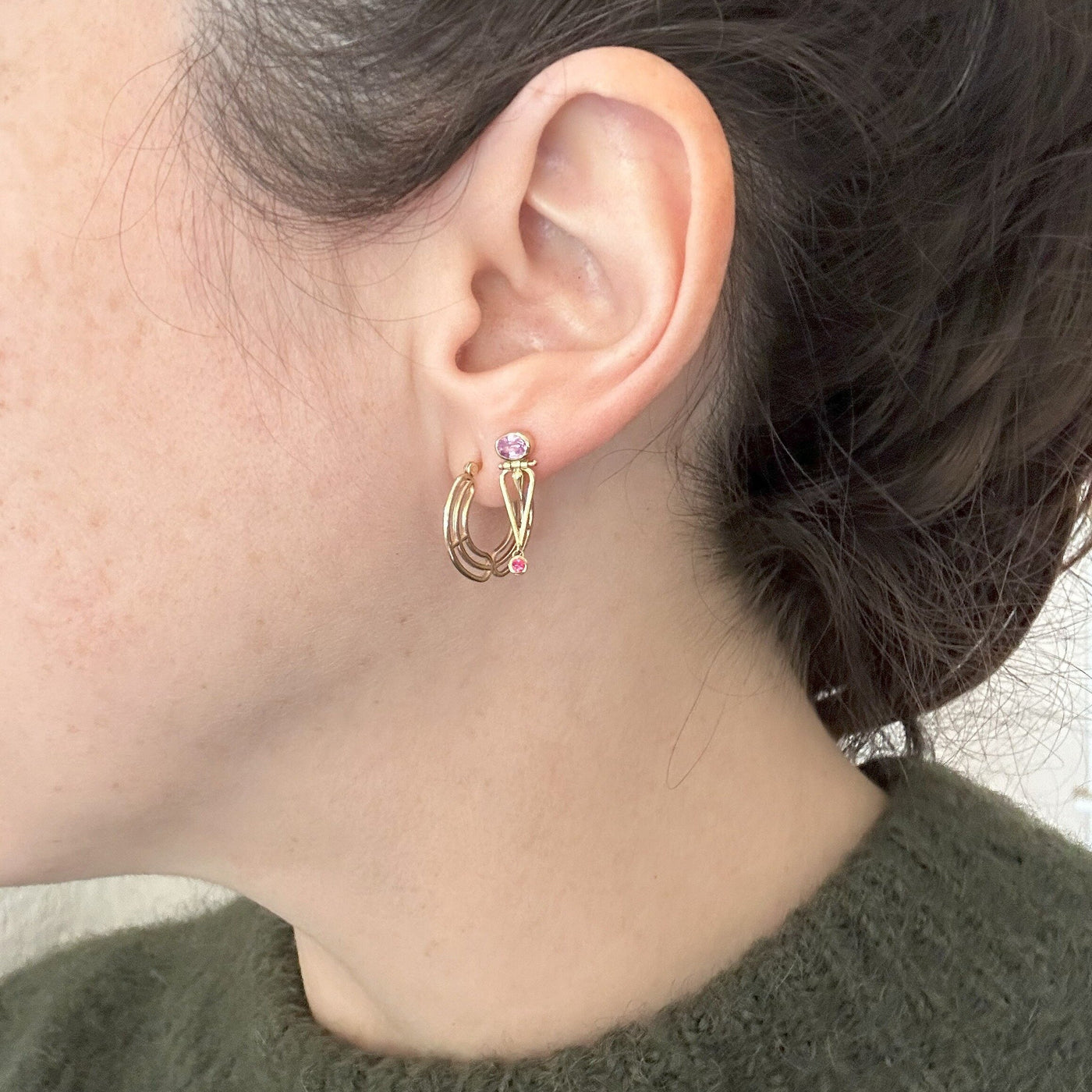 Pink Sapphire Hinge Earrings