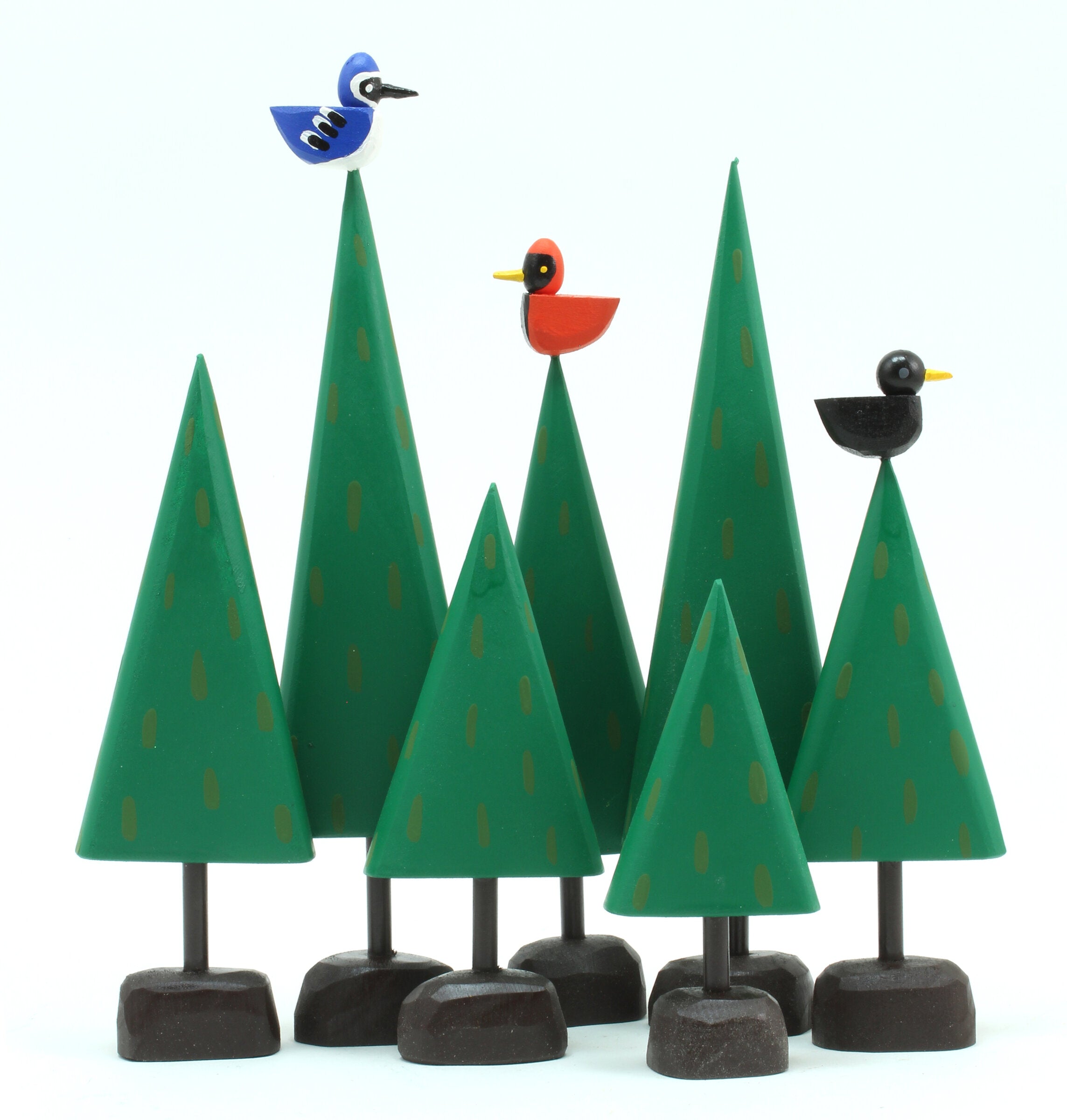 Dark Green, Forest Set with Birds