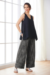 Black, v-neck worn in front