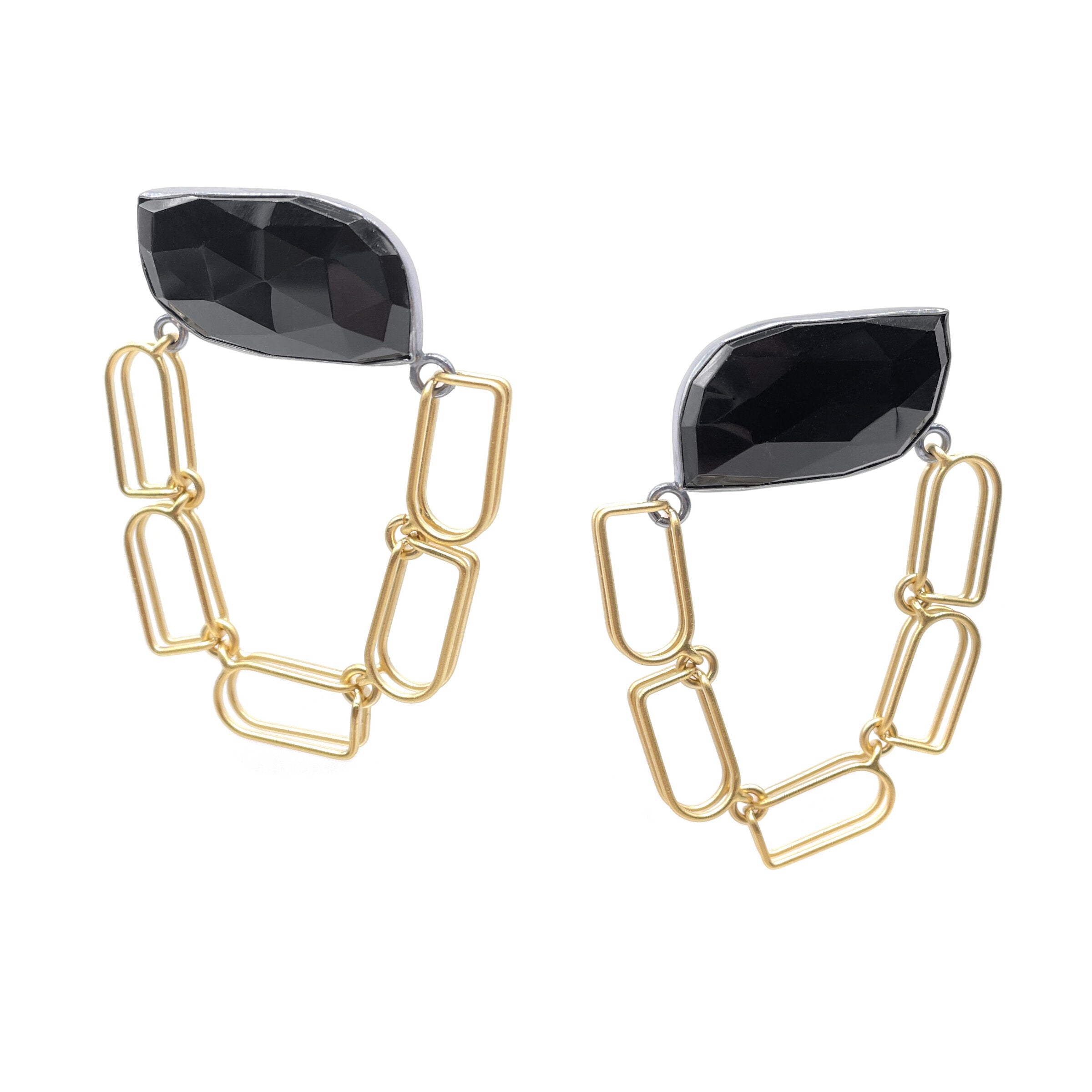 Chain & Onyx Earrings