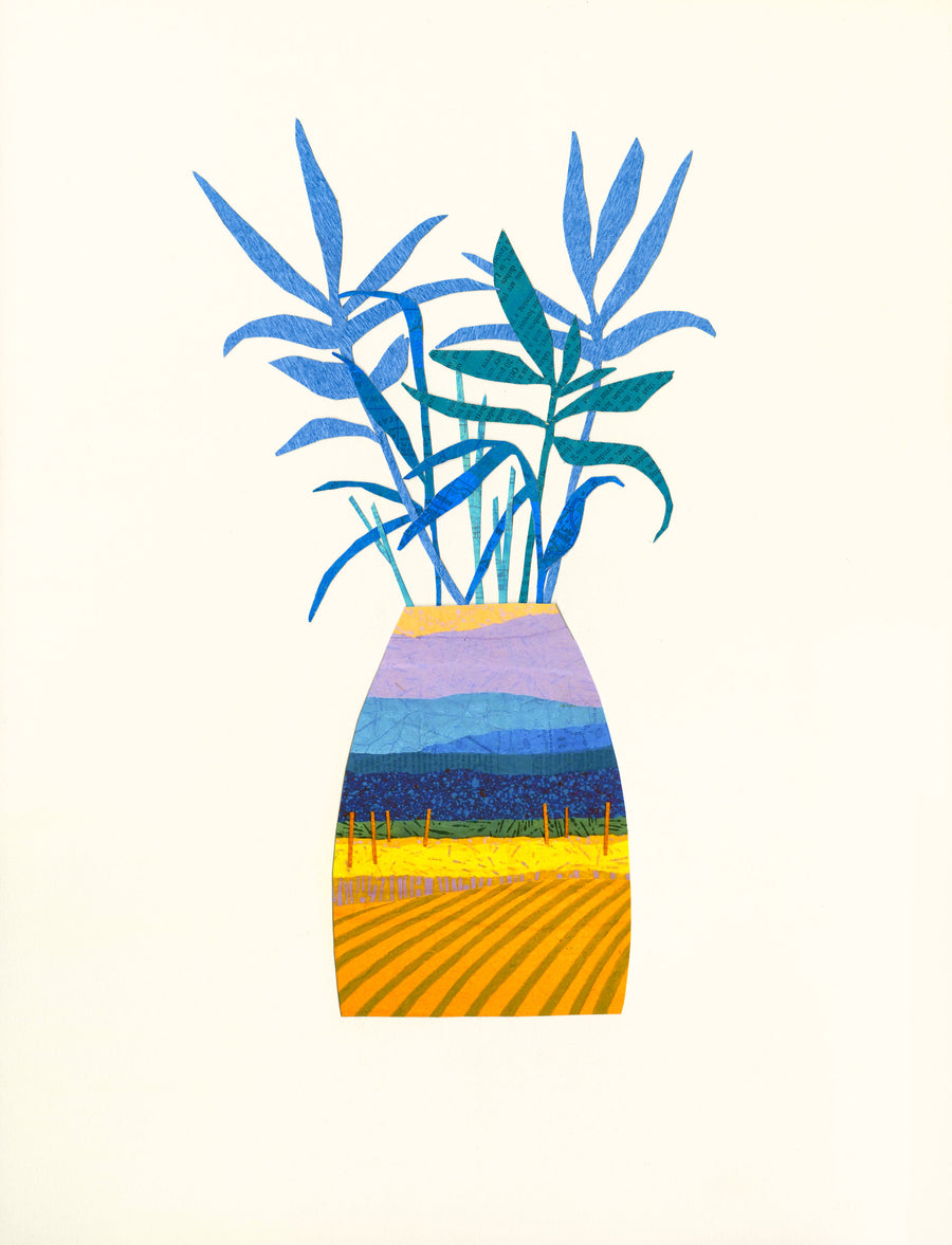 Vessel with Blue Grasses