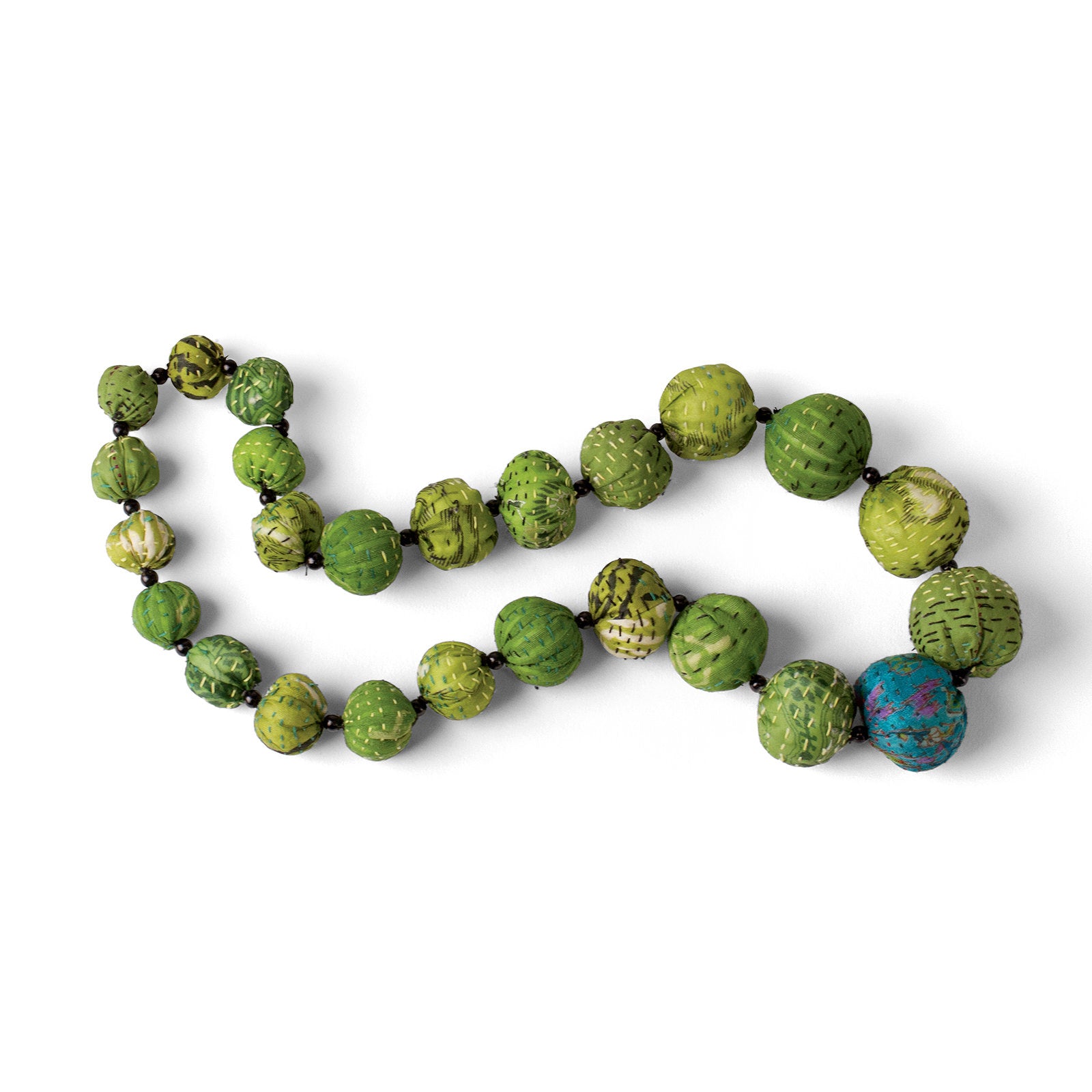 Vintage Silk Necklace in Green