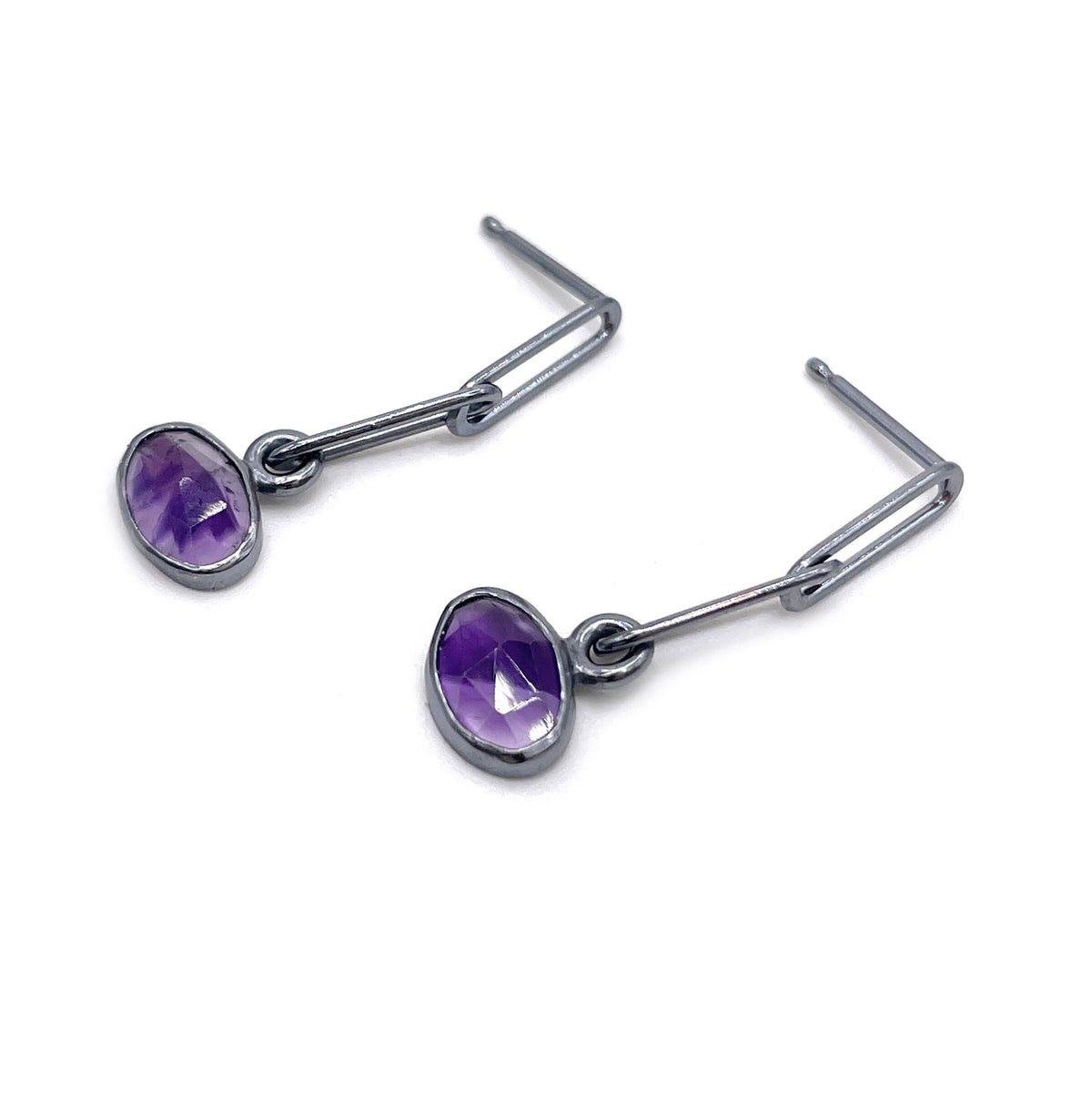 Mini Link Amethyst Drop Earrings