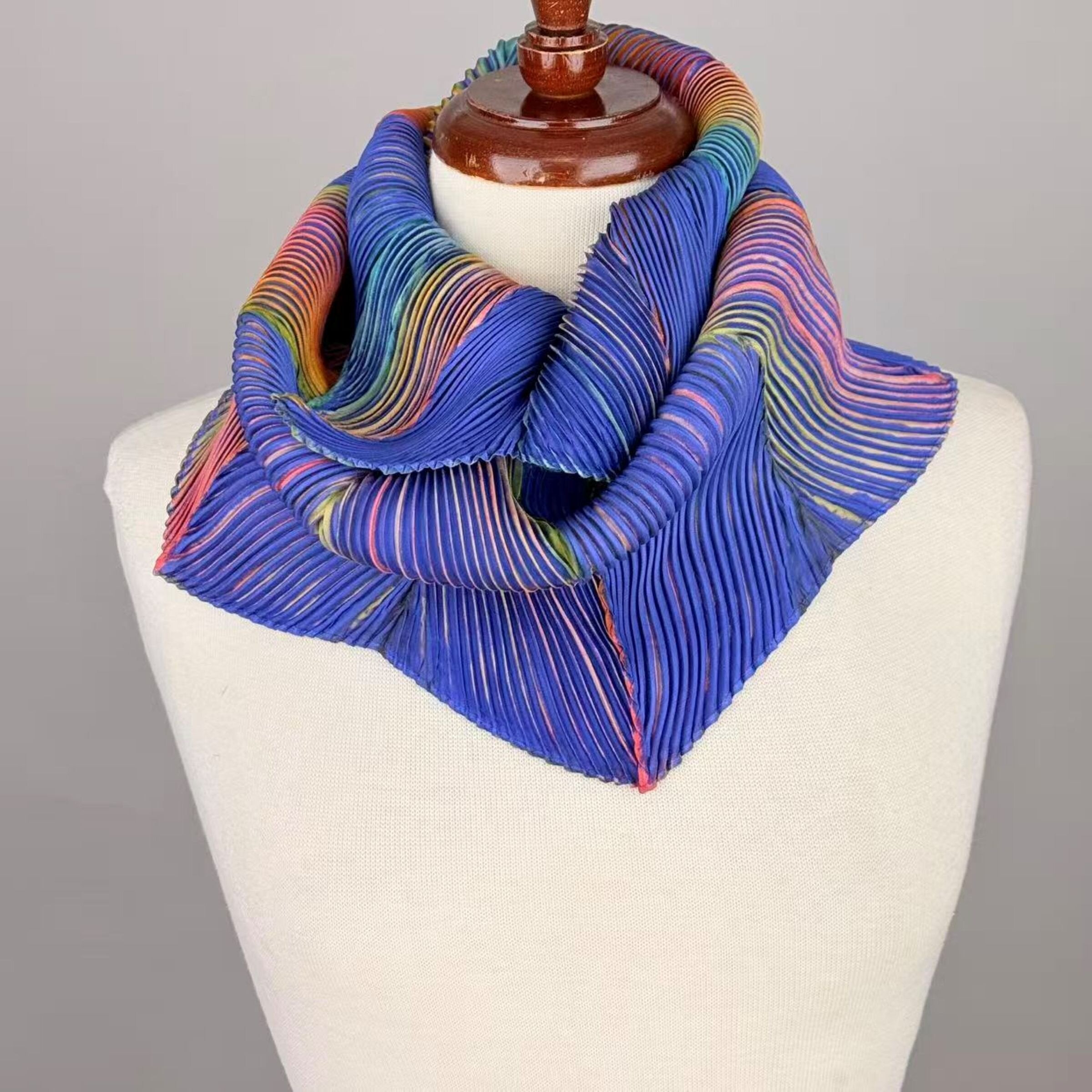 Pleated Silk Loop Scarf