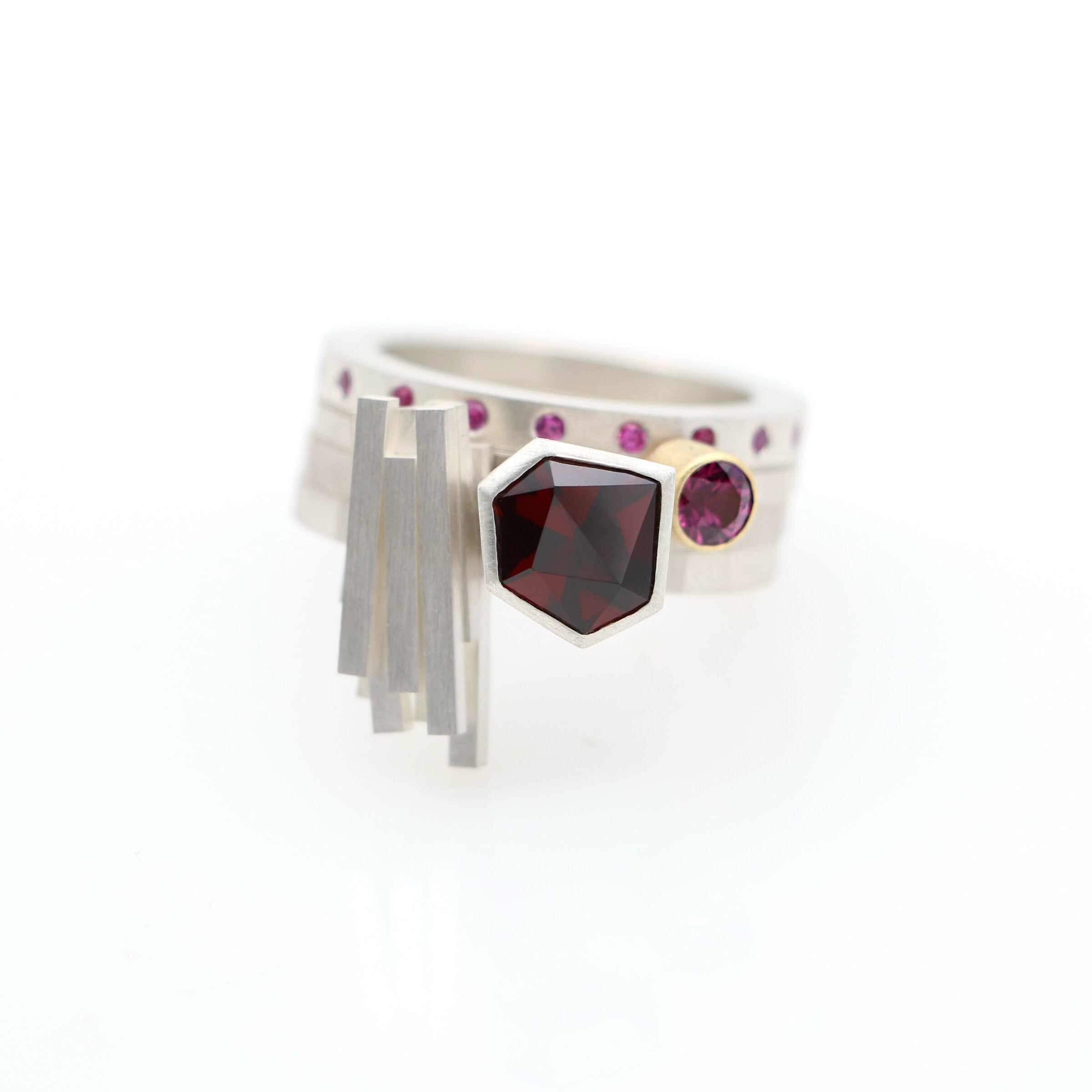Garnet & Pink Sapphire Ring Set