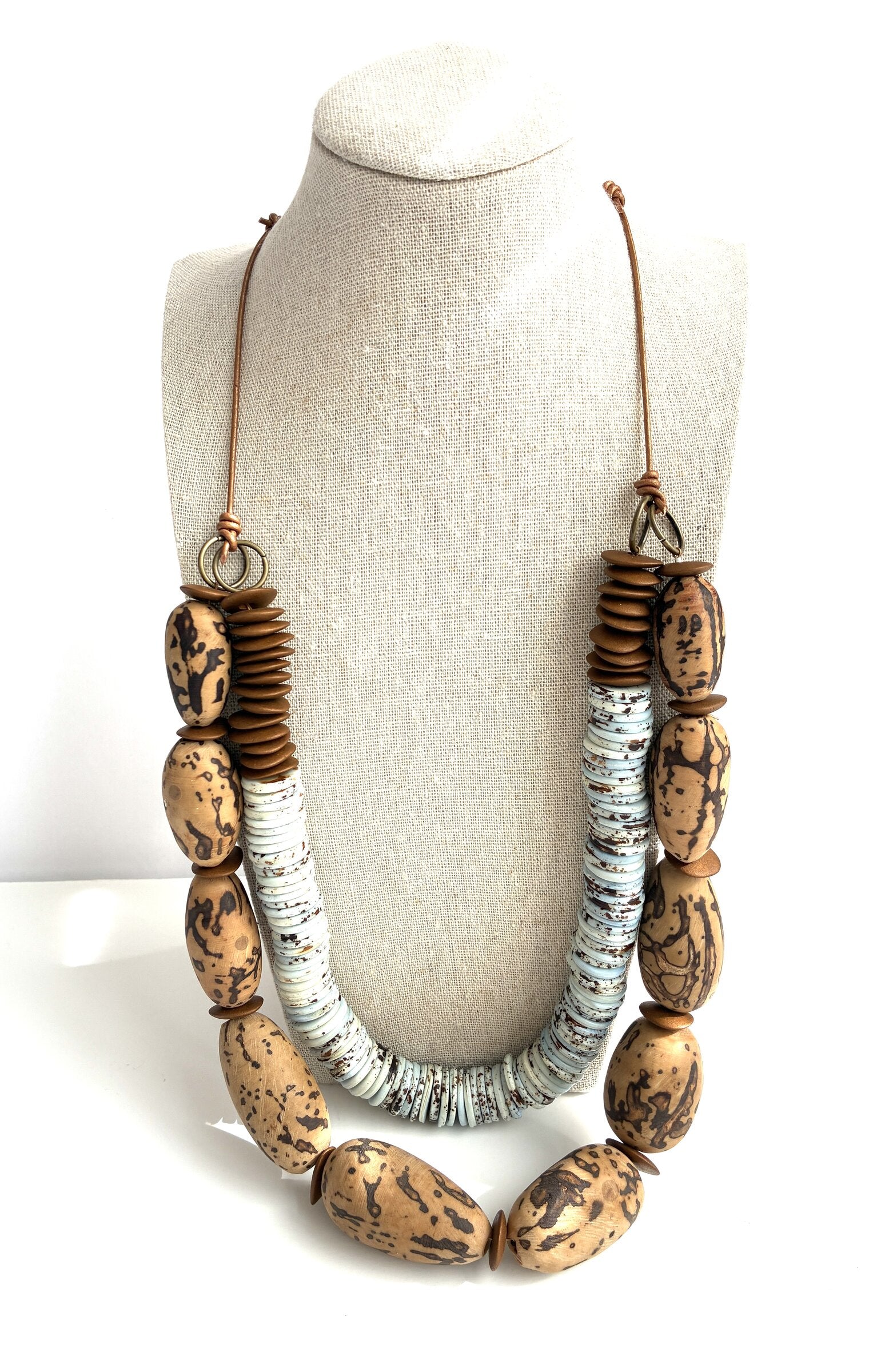 Nut Bead & Ceramic Necklace