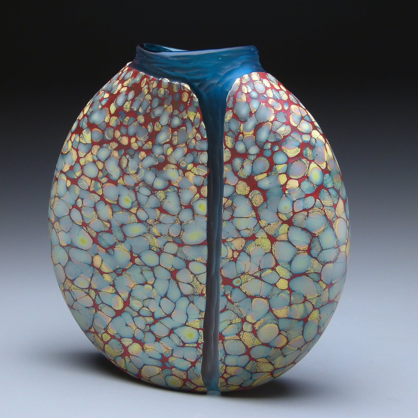 Sandy Cascade Vase with Copper Blue