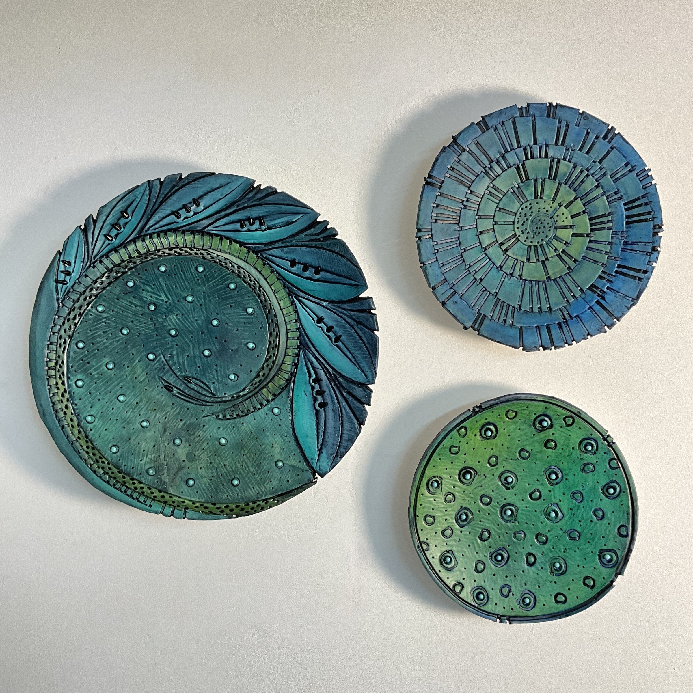 Celestial Landscape Trio in Blue and Aqua