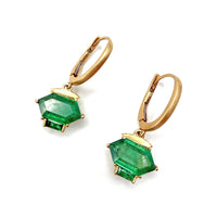 Emerald Hexagon Drop Earrings