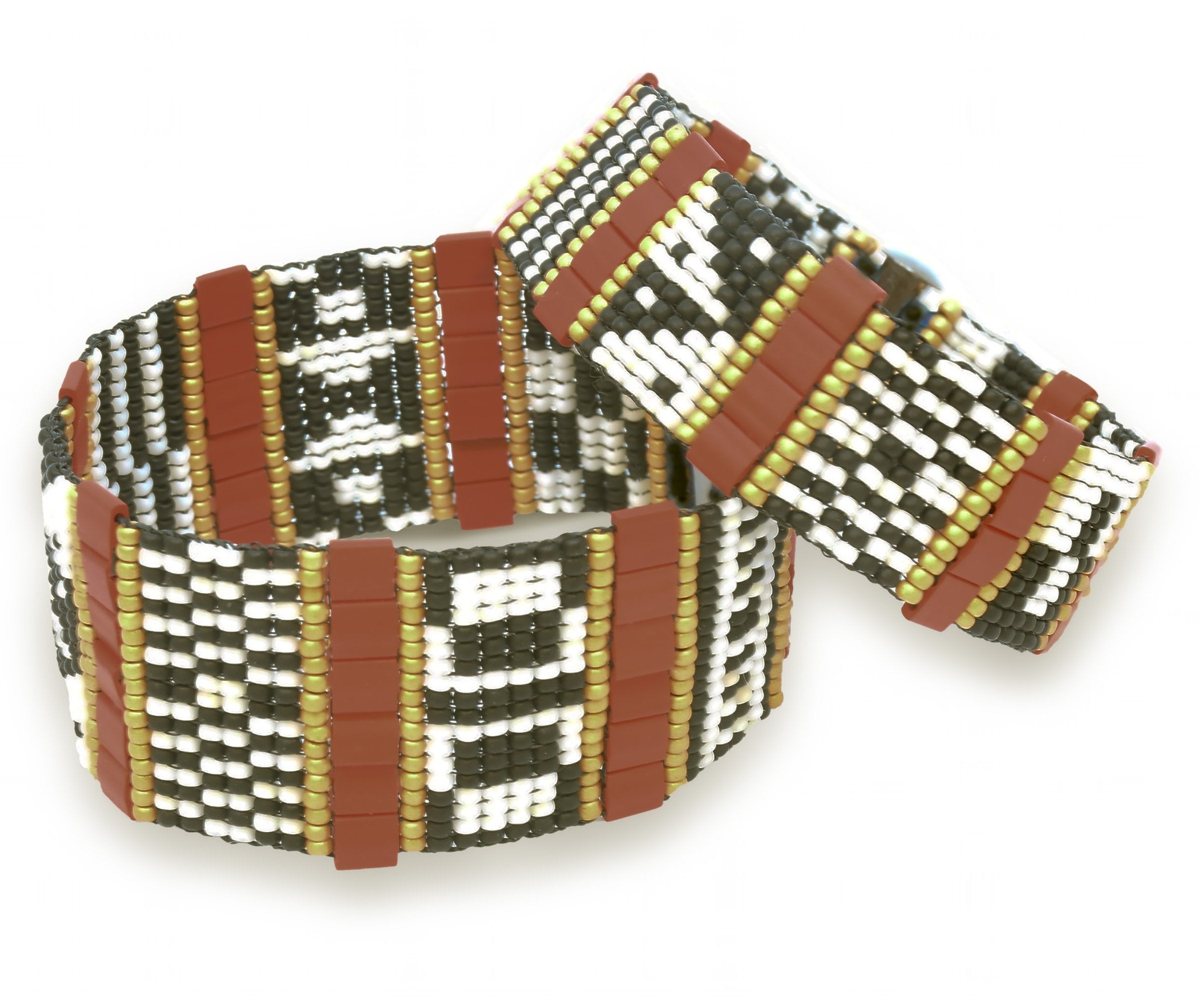 Beaded Cuff with Gold Accents