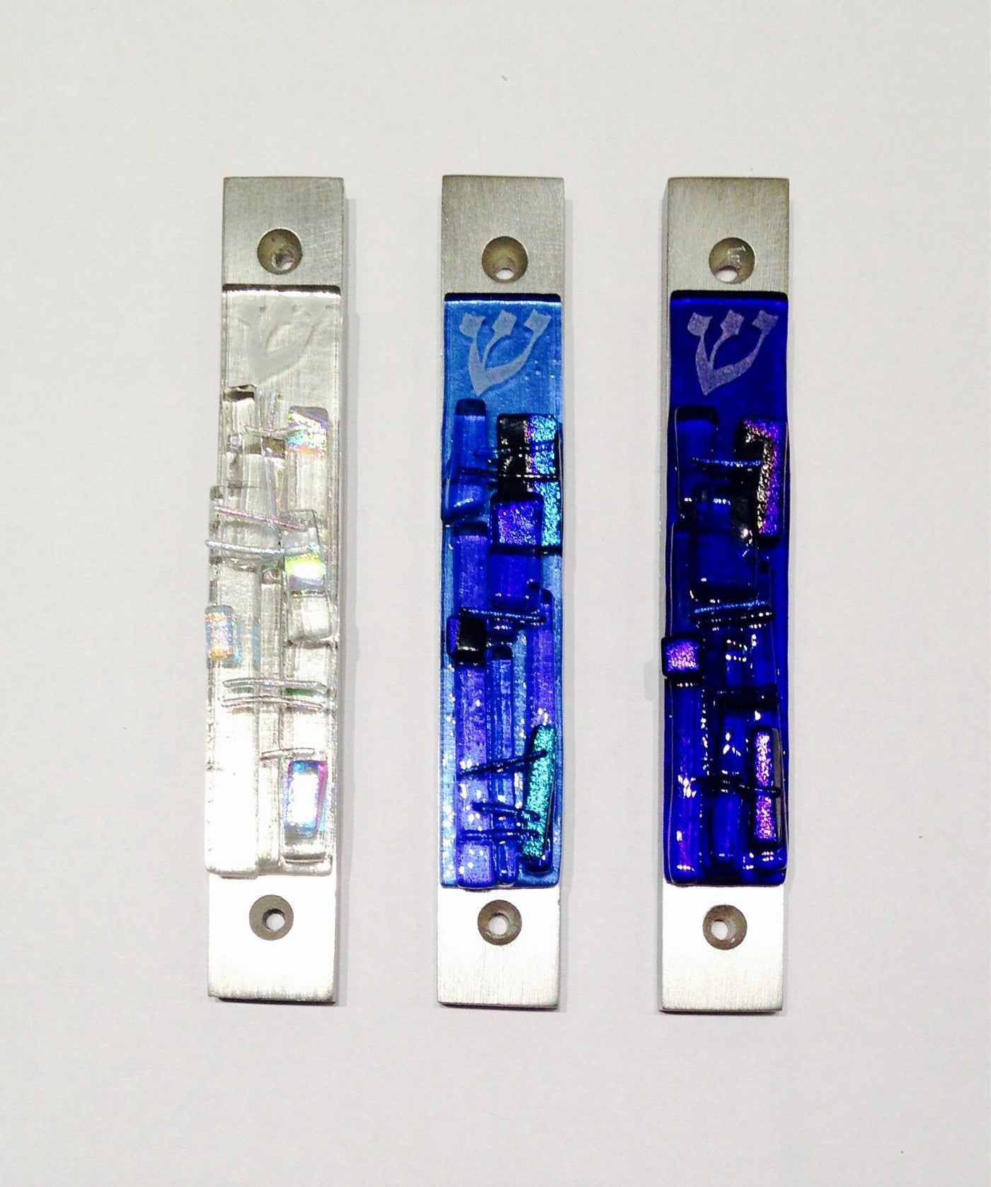 left to right: diamond, light blue, cobalt