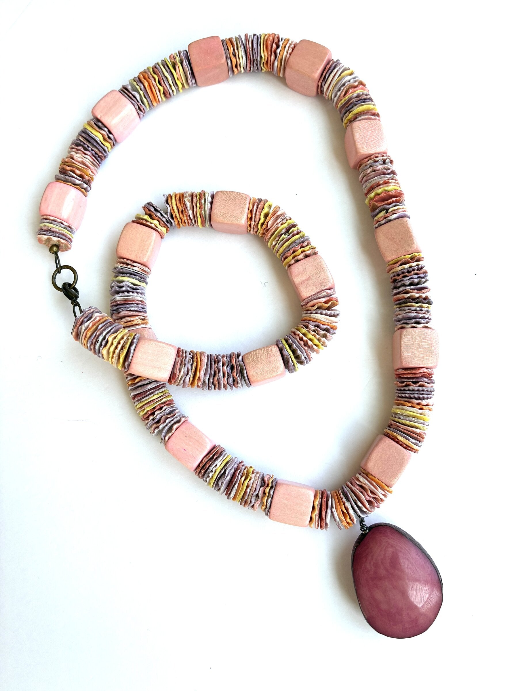 Oyster Shell & Tagua Pendant