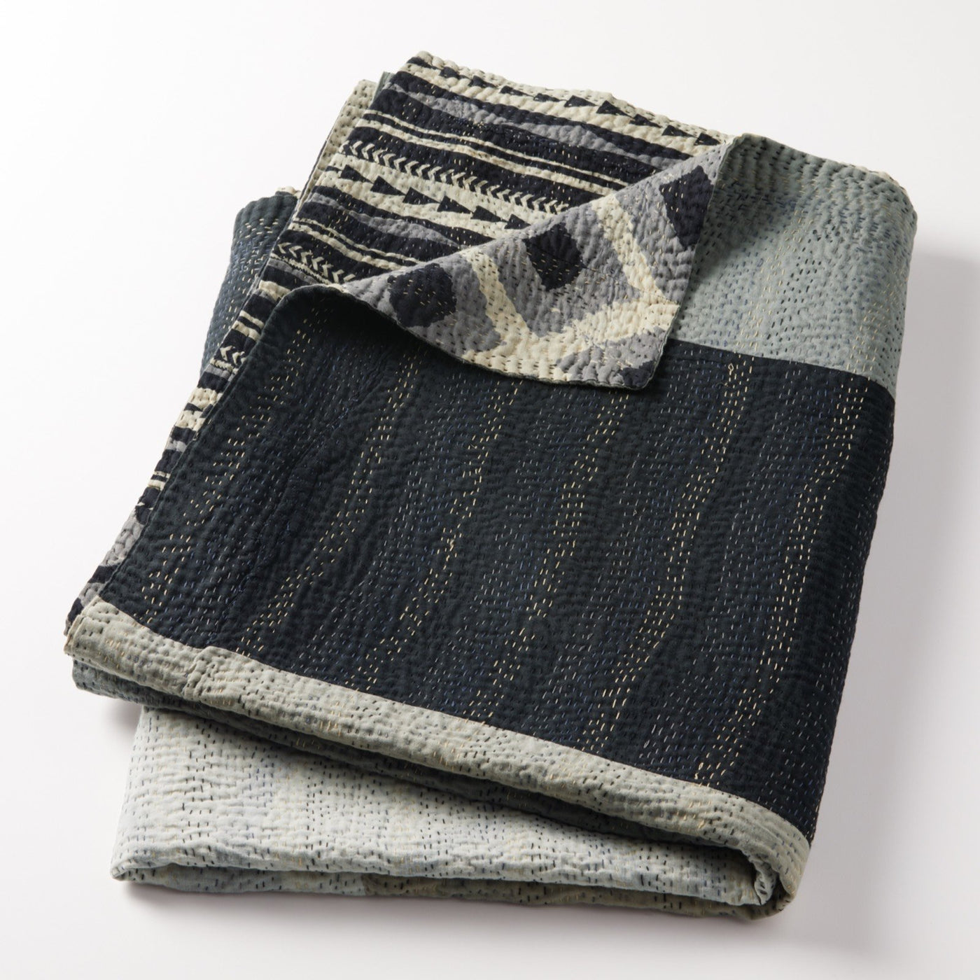 Monotone Ikat Kantha Throw