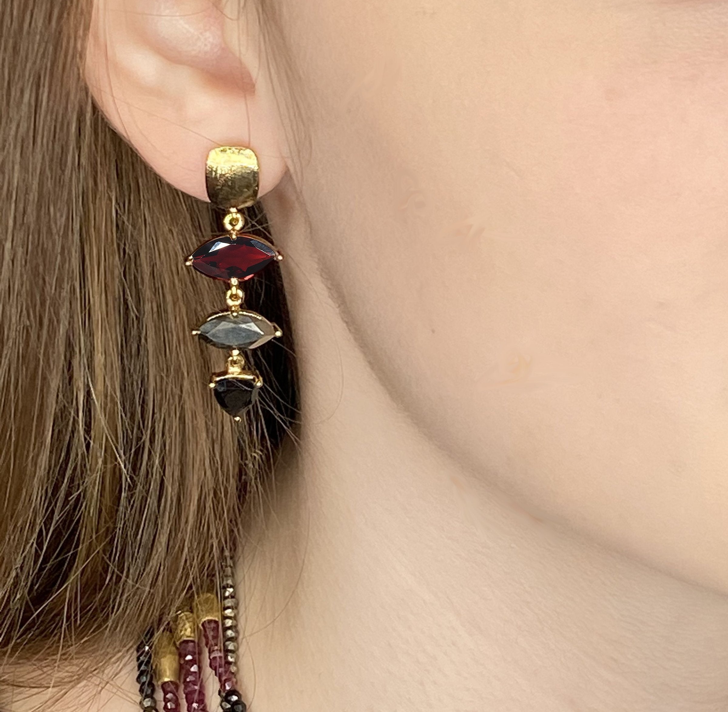 Gemstone & Gold Earrings
