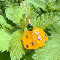 Colorful Amber Mushroom Pendant