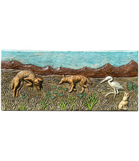 Prairie Vista Ceramic Wall Tile in Tea, Blue and Hazelnut