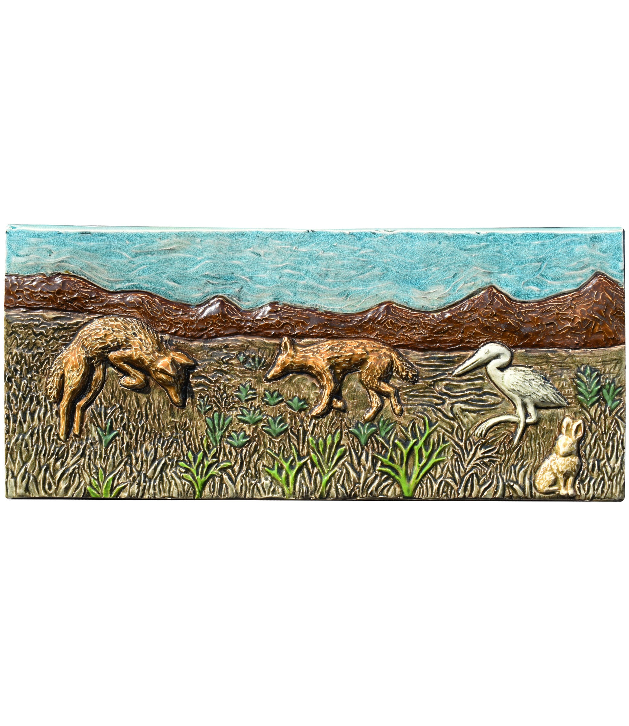 Prairie Vista Ceramic Wall Tile in Tea, Blue and Hazelnut