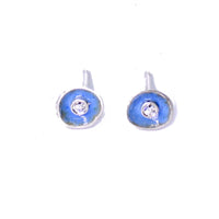 Blue Enamel & Diamond Earrings