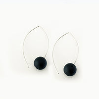 Onyx on Silver Wire Earrings