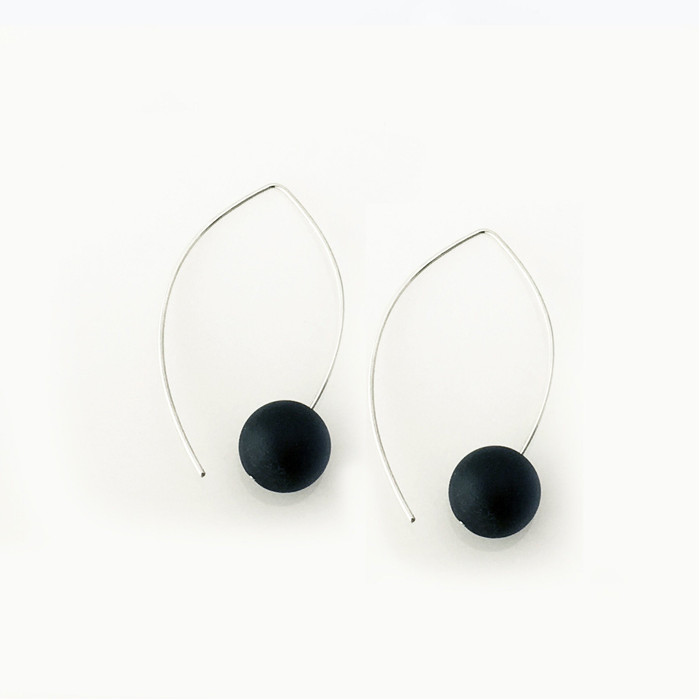 Onyx on Silver Wire Earrings