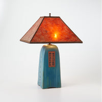 North Union Lamp in Viridian Glaze with Amber Mica Shade