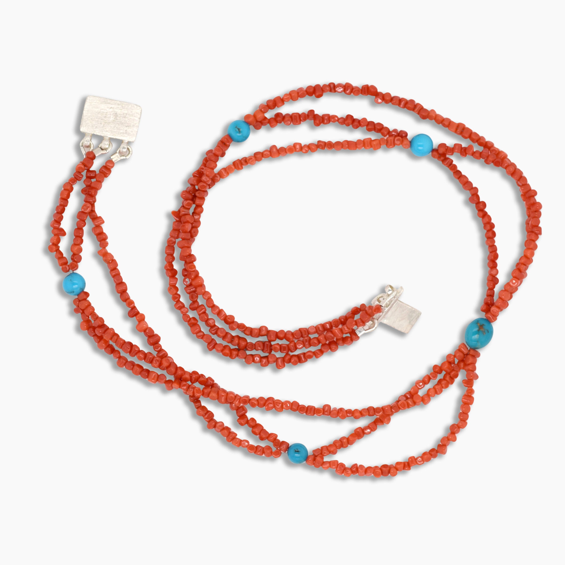 Coral & Turquoise Three-Strand Necklace