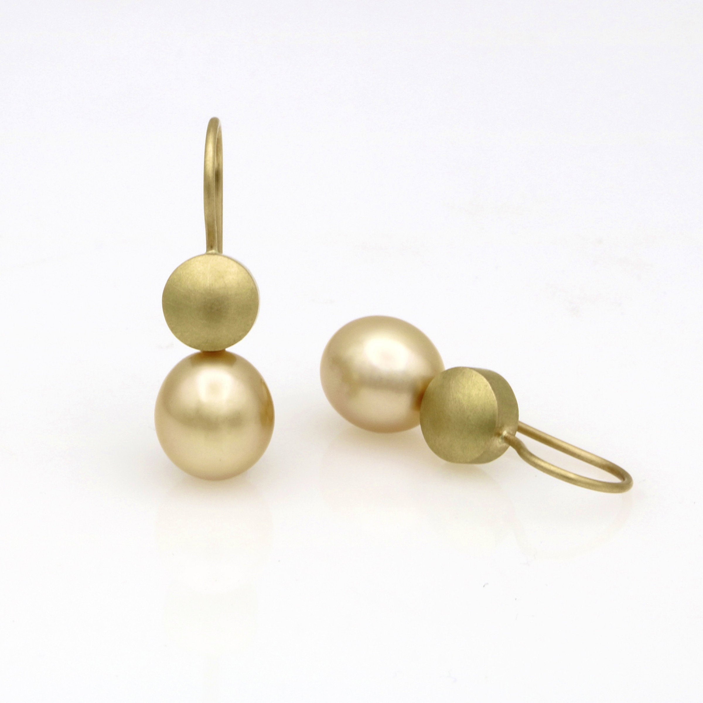 South Sea Pearl and Gold Button Earrings