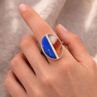 Lapis & Malawi Agate Inlay Ring