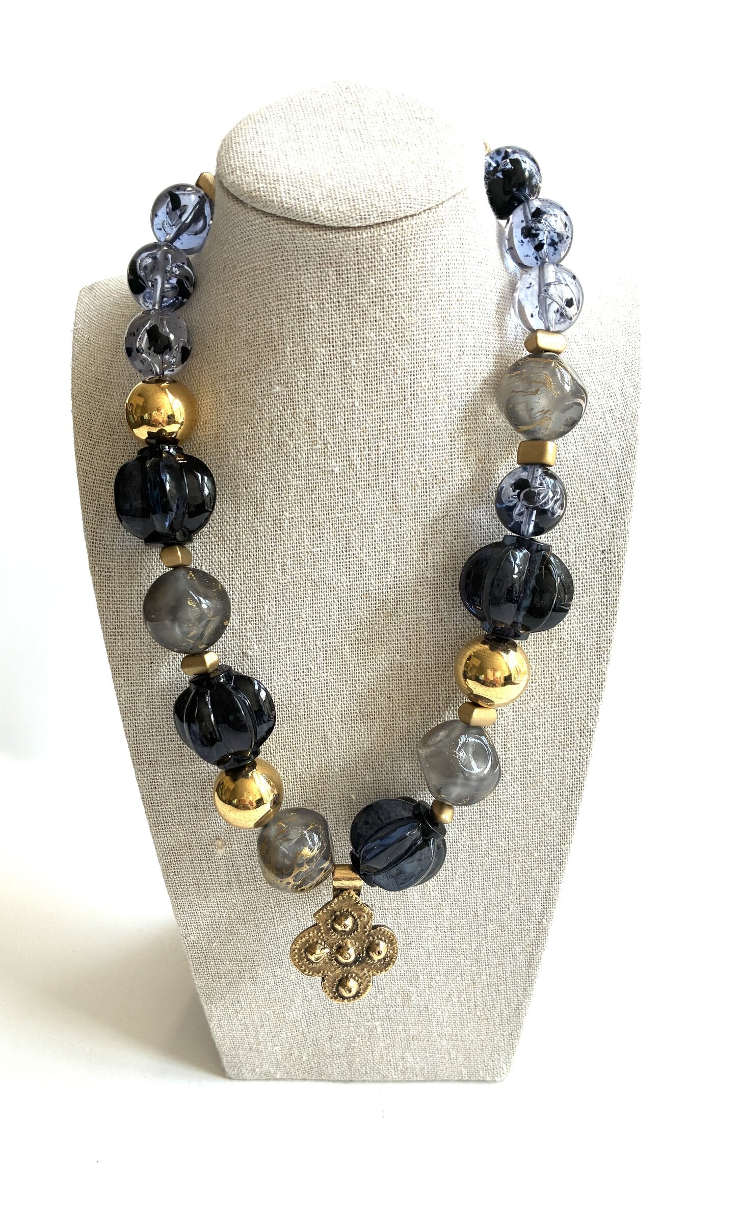 Regal Indigo and Gold Necklace