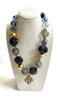 Regal Indigo and Gold Necklace