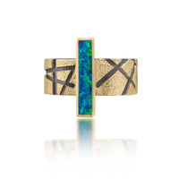 Opal & Bamboo Pattern Ring