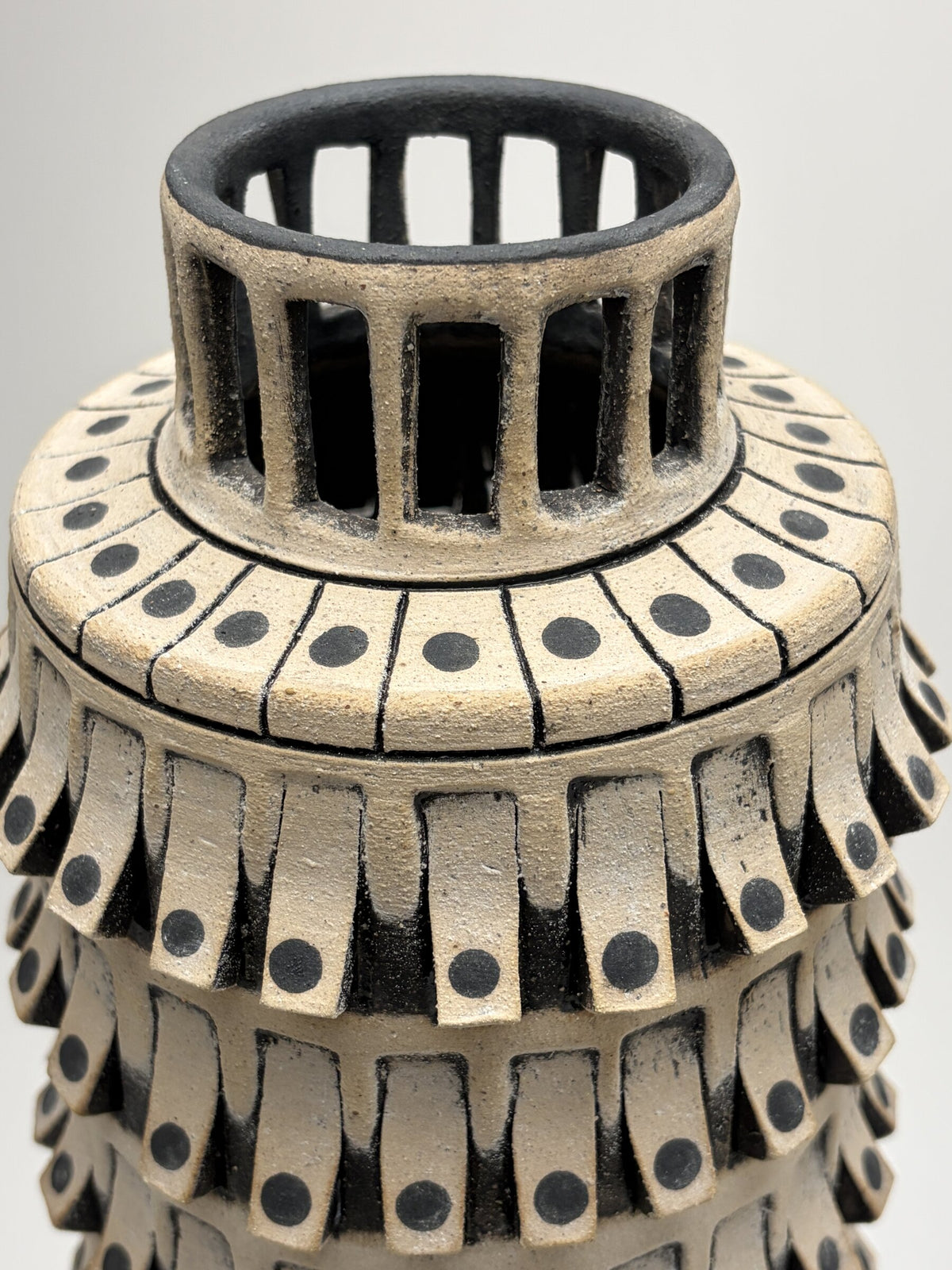 Black and White Carved Vessel