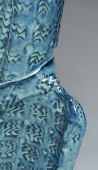 Blue Textured Birdbath