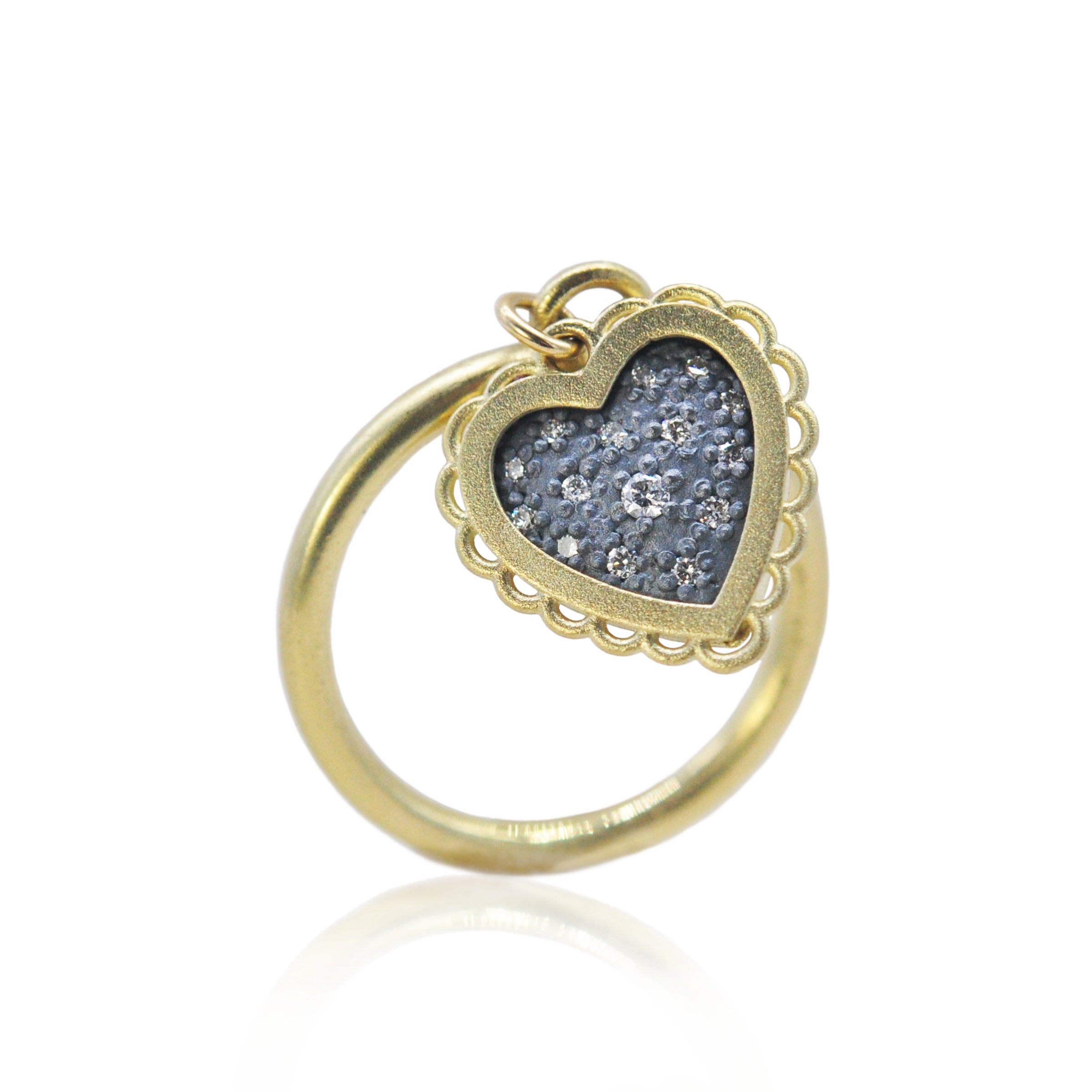 Framed Heart Charm Ring