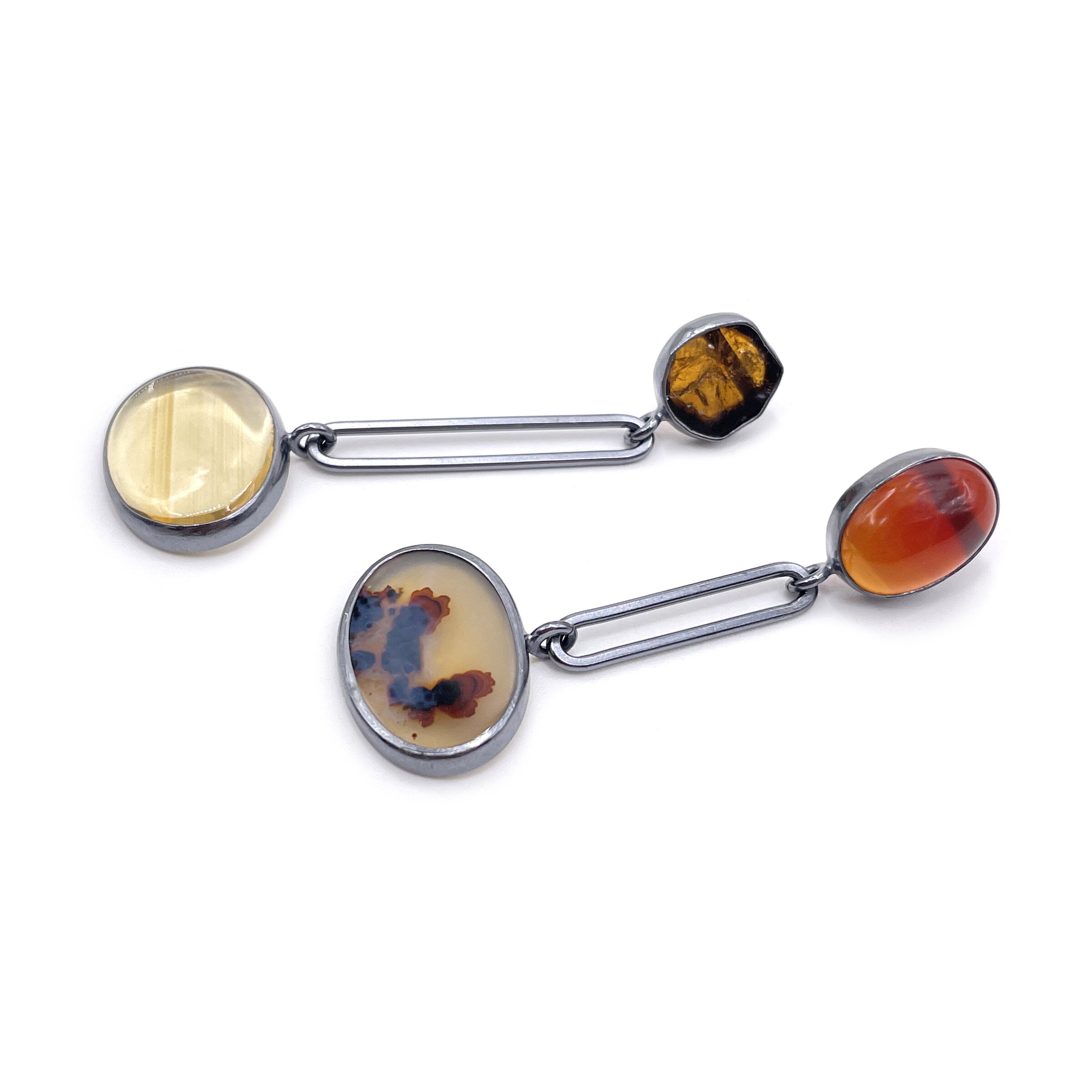 Sepia Stone Mix Earrings