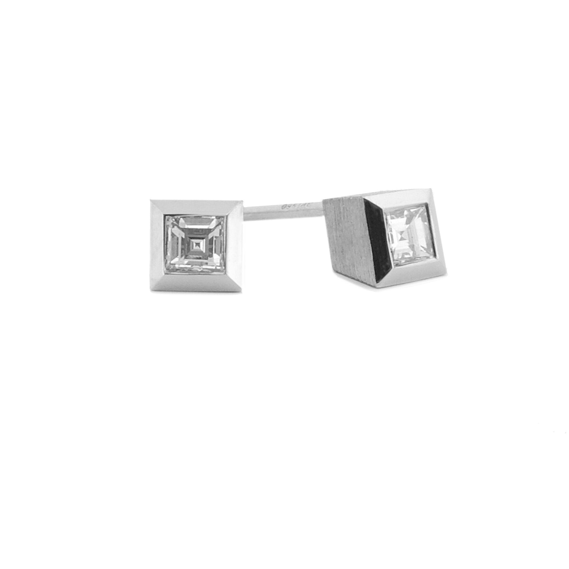 Squared Diamond Stud Earrings