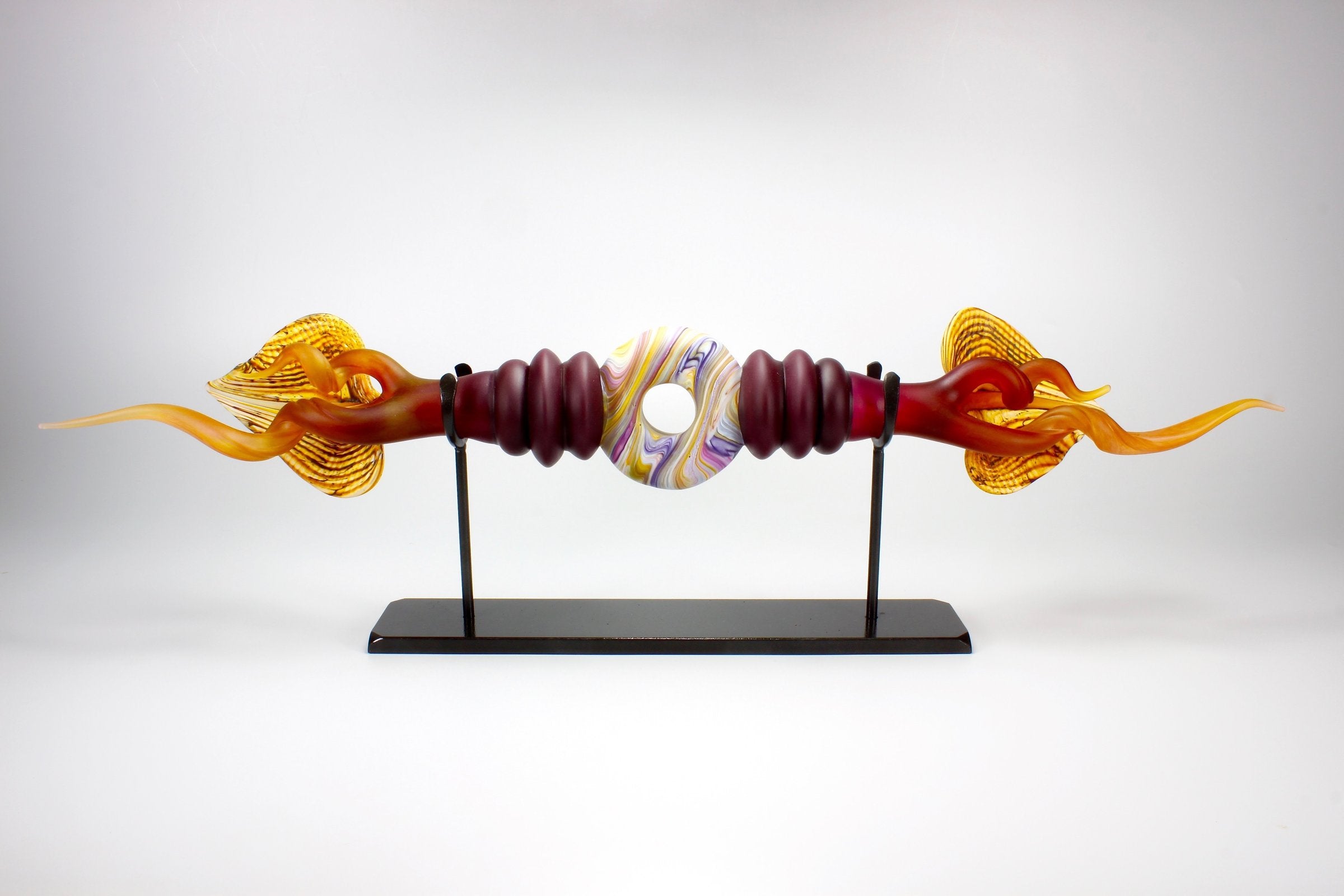 Ruby and Topaz Flame Ended Austral Sculpture