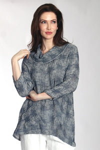 Houndstooth Jacquard Rolled Neck Top