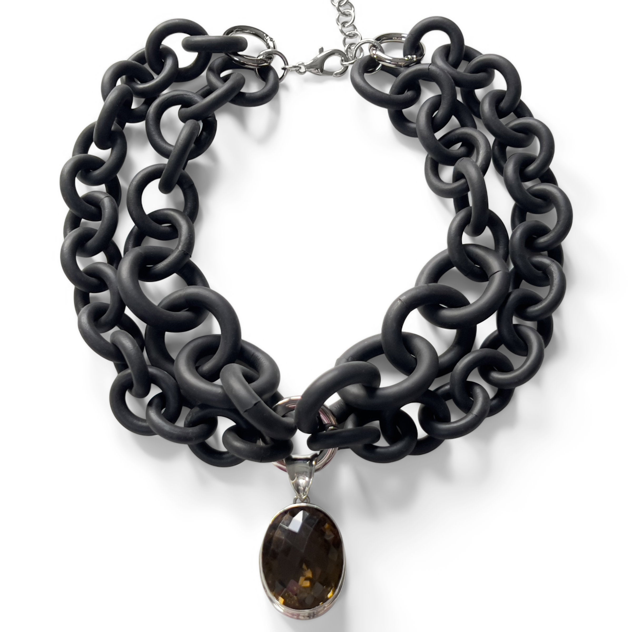 Lemon Topaz Convertible Rubber Necklace
