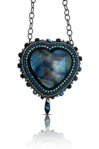 Mixed Blue Labradorite Heart Pendant