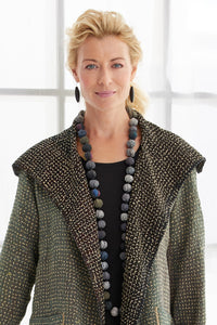 Long Kantha Necklace in Gray