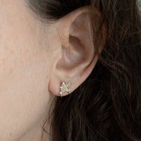 Gold Pearl Crescent Earrings