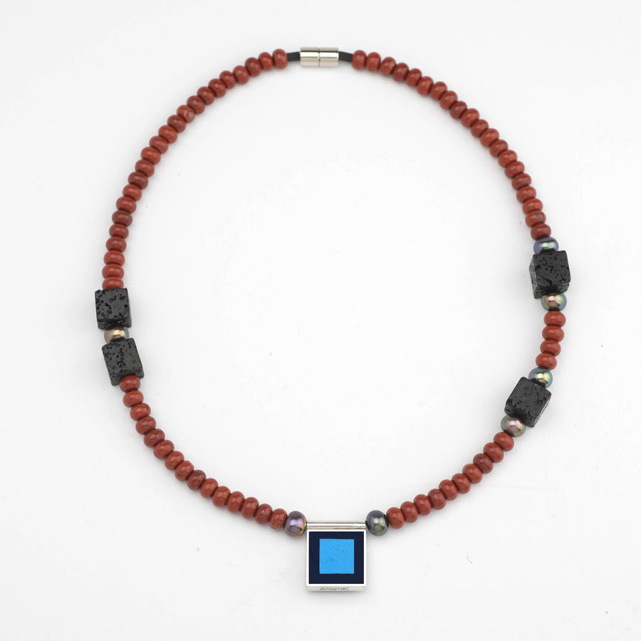 Jasper, Lava & Pearls Celtic Necklace