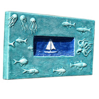 Sail Boat Marine Tile in Seafoam & Sapphire Blue