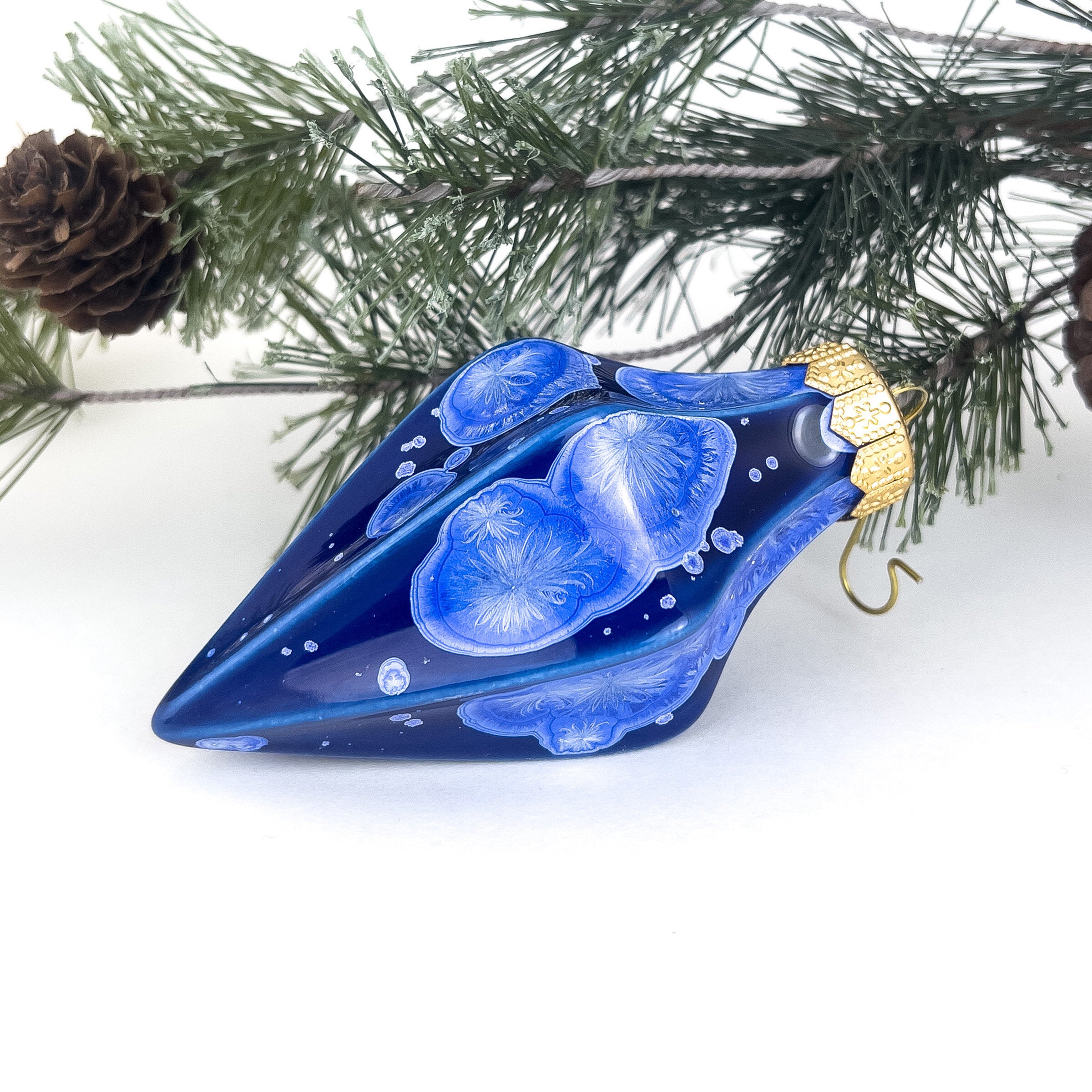 Crystalline Fluted Ornament, Cobalt Ocean