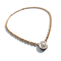 Platinum and Pearl Riveted Pendant
