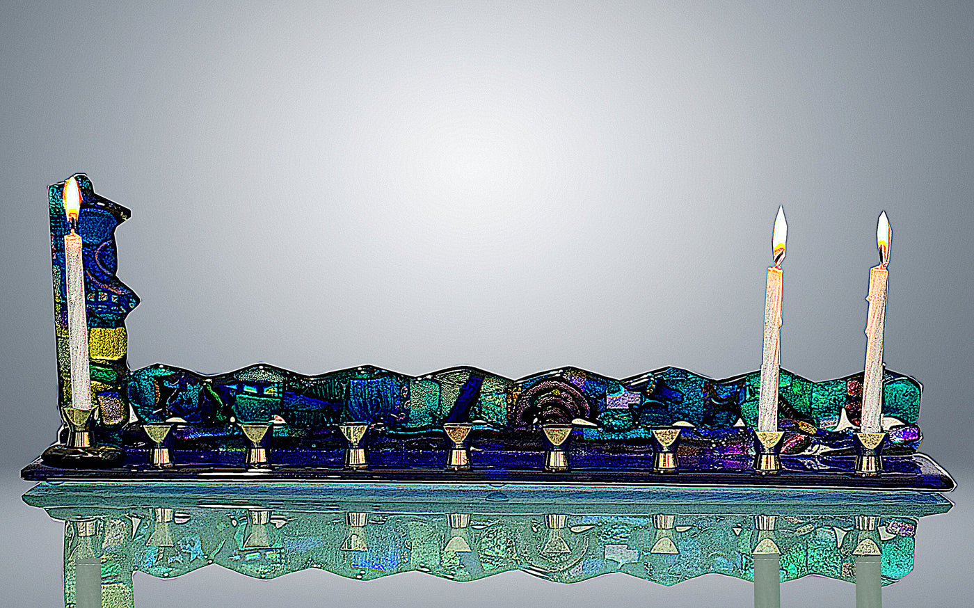 Blue Wave Dichroic Menorah