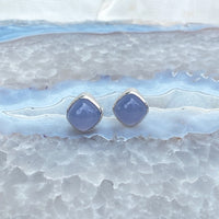 Blue Chalcedony Silver Cuff Links