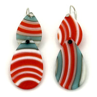 Red & Blue Lined Teardrop Earrings
