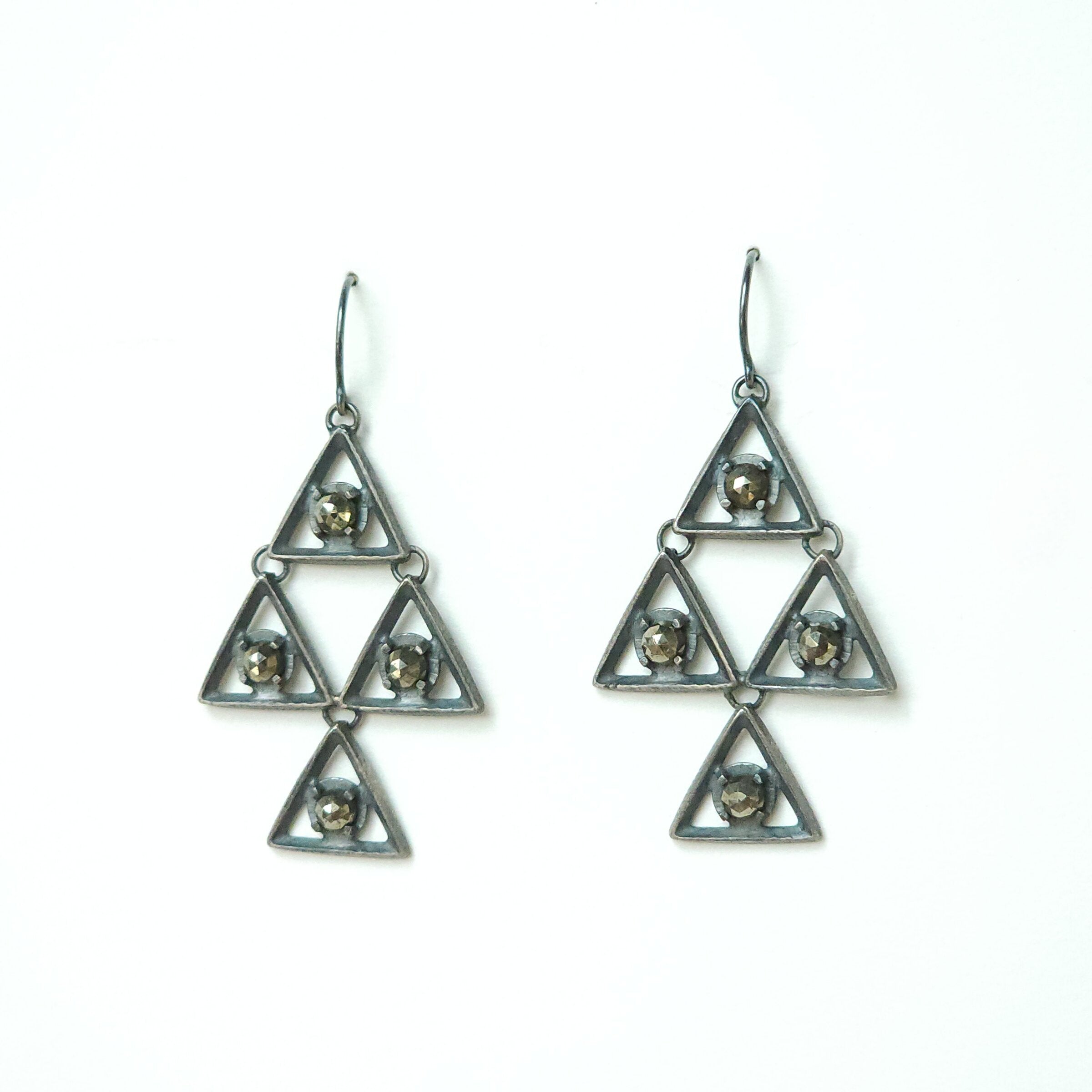 Pyrite Triangle Link Earrings